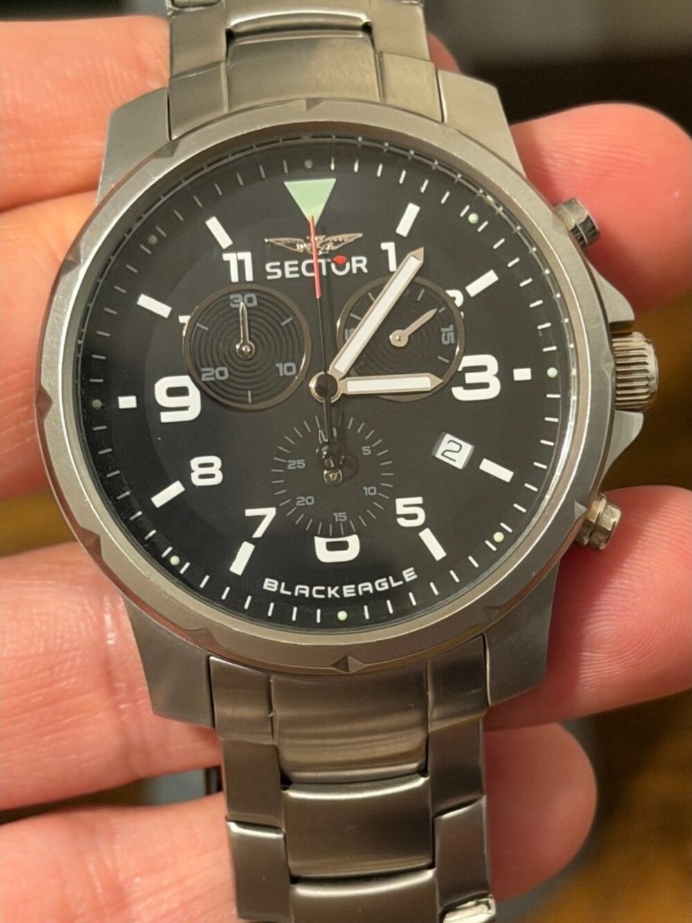 Sector Black Eagle Chronograph Quartz Men's Watch Stainless Steel Black Dial